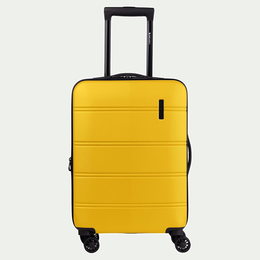 Swiss Mobility LAX 20-inch suitcase in yellow, front view