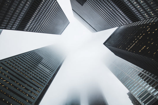 Downtown city skyscrapers