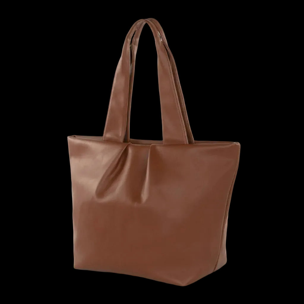 Pure ecommerce hero shot of the brown polyurethane leather Bugatti Brera Tote Bag, TTE2420BU-TAN, on a white background.