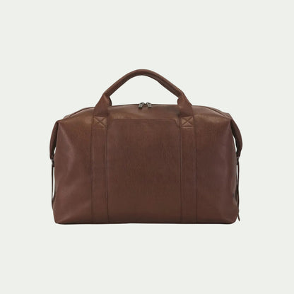 Bugatti Palermo Cognac vegan leather duffle bag featuring dual top handles and a secure top zipper.