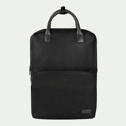 Bugatti Contrast black pebble grain vegan leather backpack for 15.6 inch laptops.