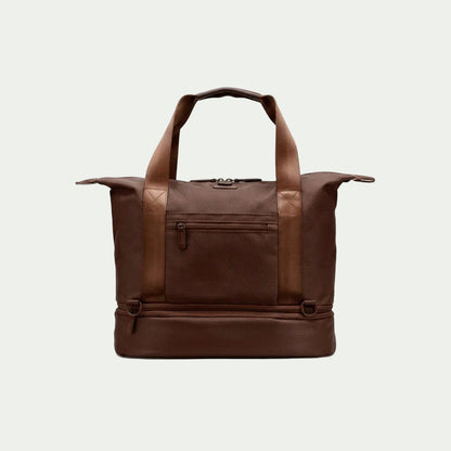 Bugatti Raphael 4-in-1 brown convertible laptop tote bag with textured fabric and dual top handles.