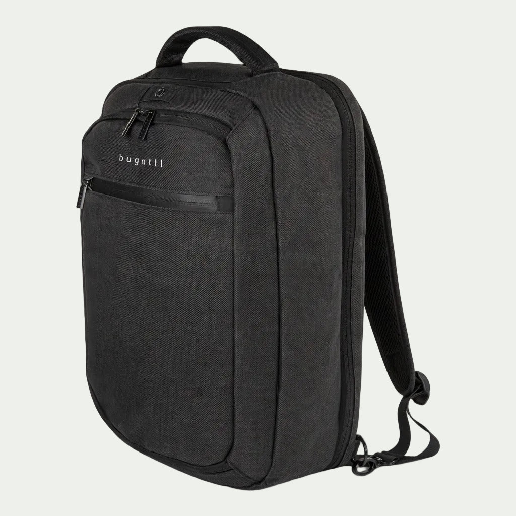 Bugatti Traveller 15.6 inch Laptop Backpack in Charcoal Grey, featuring a sleek modern design.