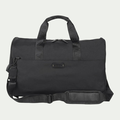 Black Bugatti Reborn Convertible Duffle Bag with top handles and adjustable padded shoulder strap.