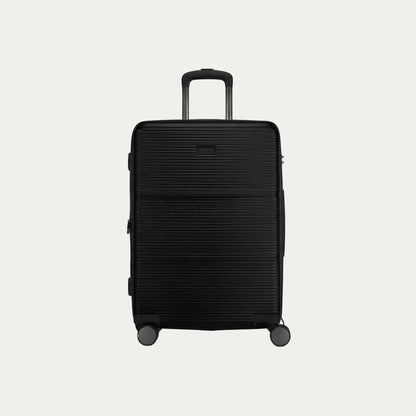 Black Bugatti Brussels 24-inch hardside luggage with telescopic handle and spinner wheels.