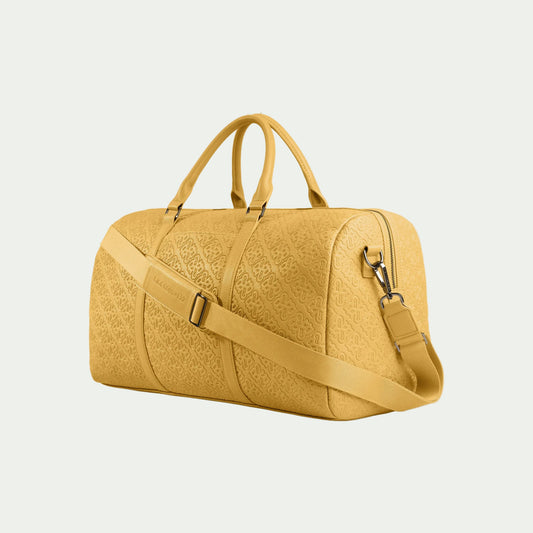 Voltage Yellow textured Bugatti Boss Edition duffel bag with shoulder strap