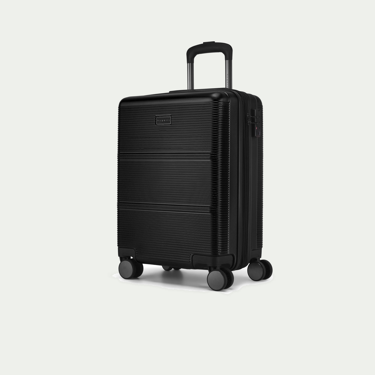 Bugatti Brussels carry-on suitcase in black, three-quarter view