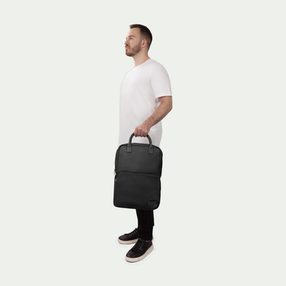 Bugatti Contrast backpack in black, held by a model
