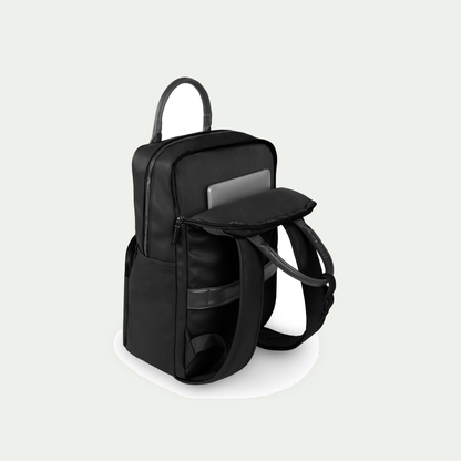 Bugatti Contrast backpack in black, open padded laptop compartment