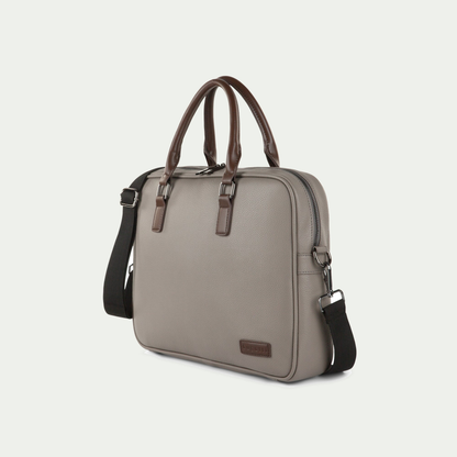 Bugatti Contrast briefcase in grey, three-quarter view