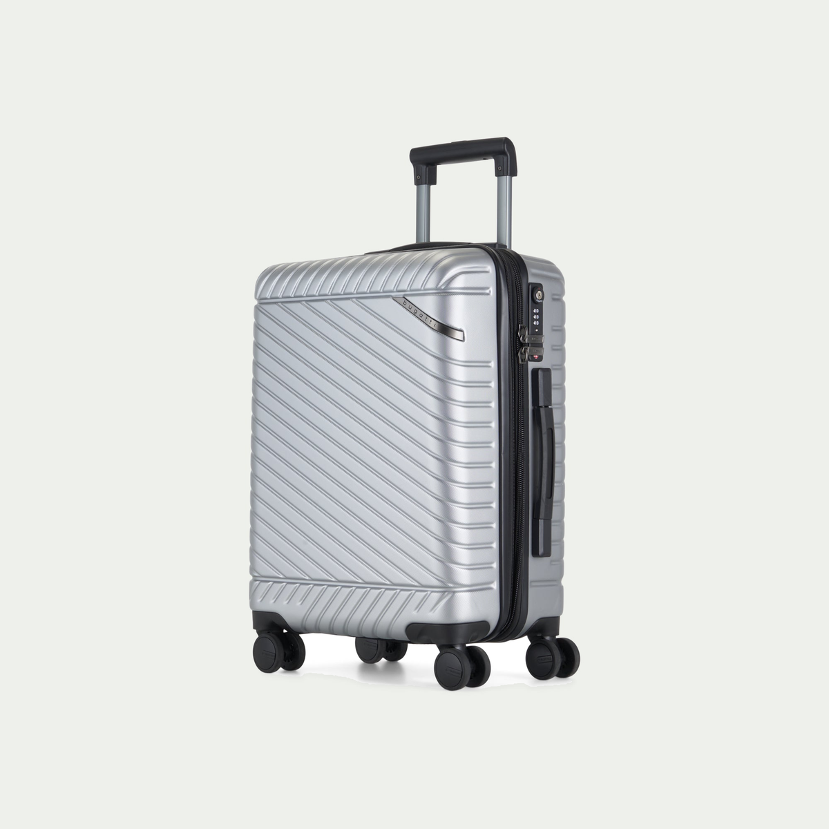 Bugatti Oslo carry-on suitcase in silver, three-quarter view