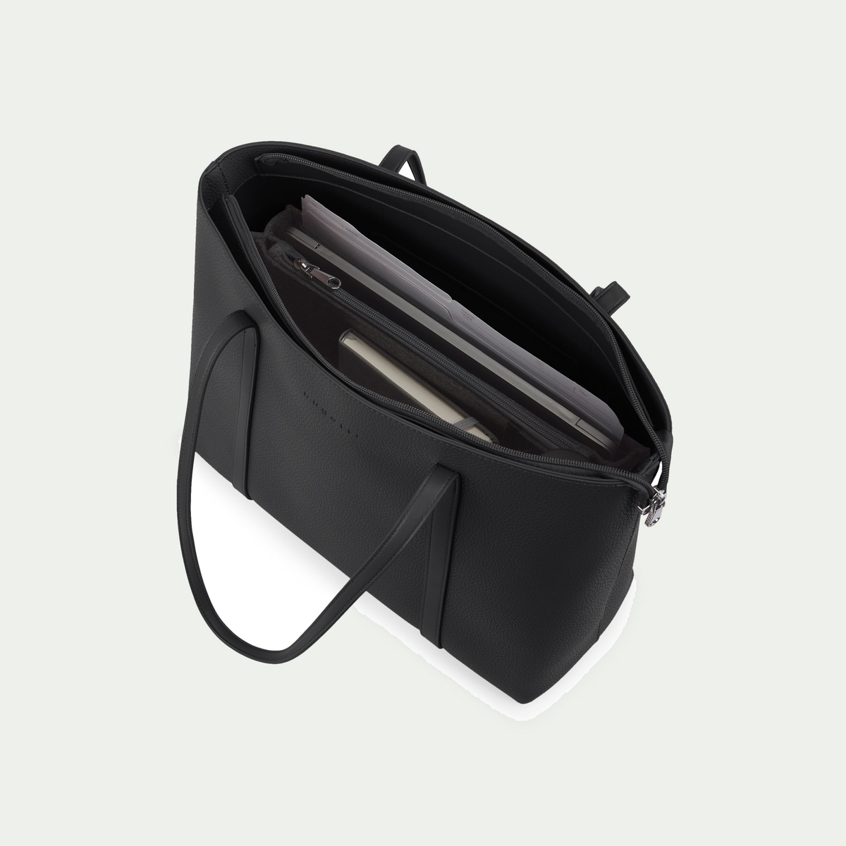Cabas d’affaires Bugatti Pure couleur noire (Black), intérieur ouvert et compartiments