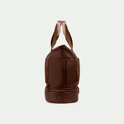 Bugatti Raphael convertible tote in brown, side view