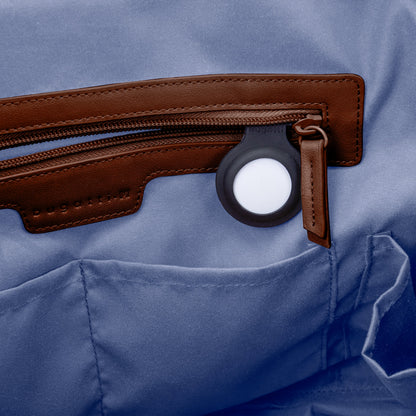 Bugatti Raphael convertible tote in brown, interior tracker pocket close-up
