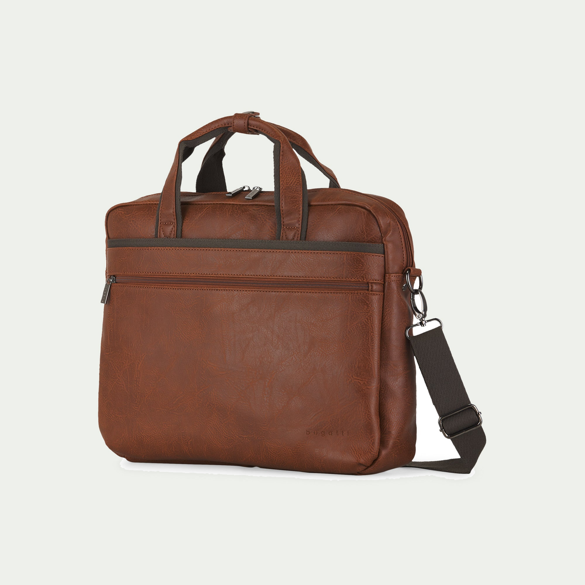 Bugatti Valentino briefcase in cognac, three-quarter view