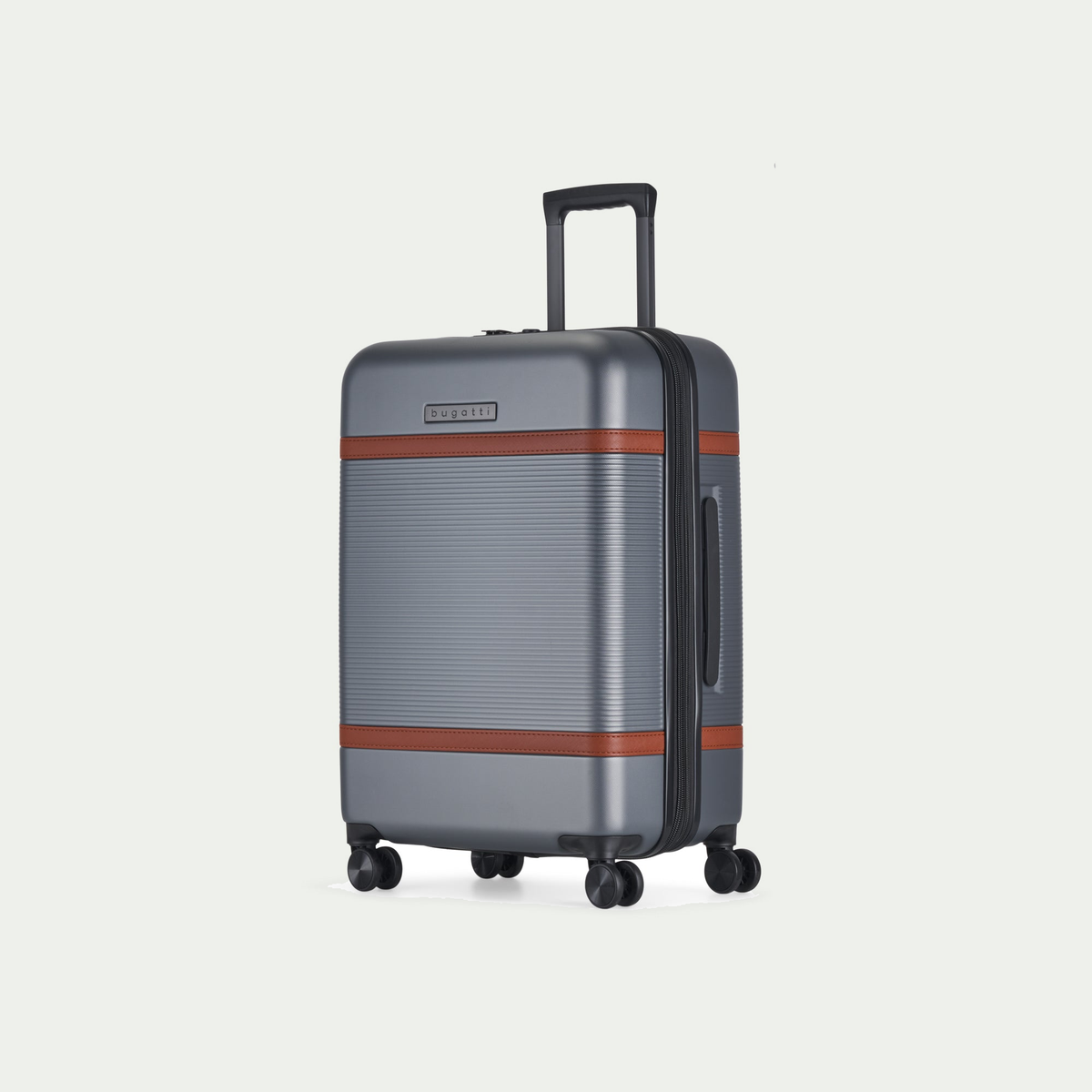 Bugatti Wellington 24-inch suitcase in silver (pewter), three-quarter view
