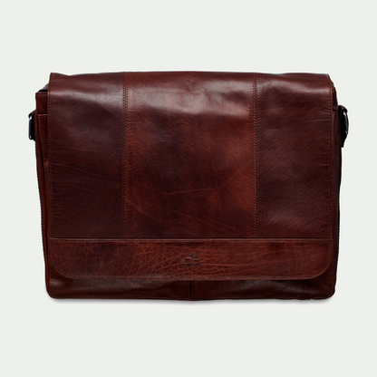 Mancini Buffalo Leather 15.6-inch laptop messenger bag in brown