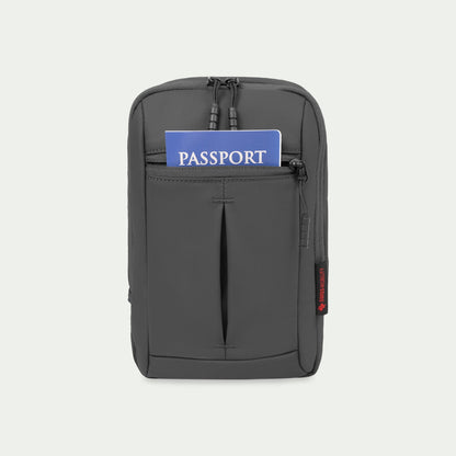 Swiss Mobility Active City Sling Bag Grey, front passport pocket
