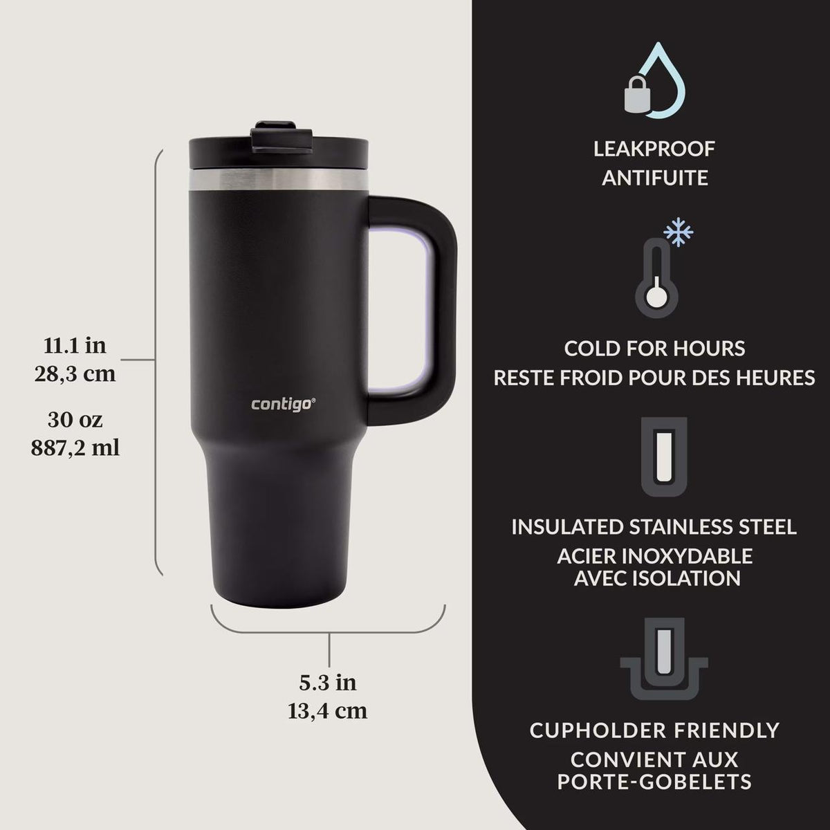 Contigo Streeterville Leak-Proof Tumbler - 30 oz Vacuum Insulated in Black