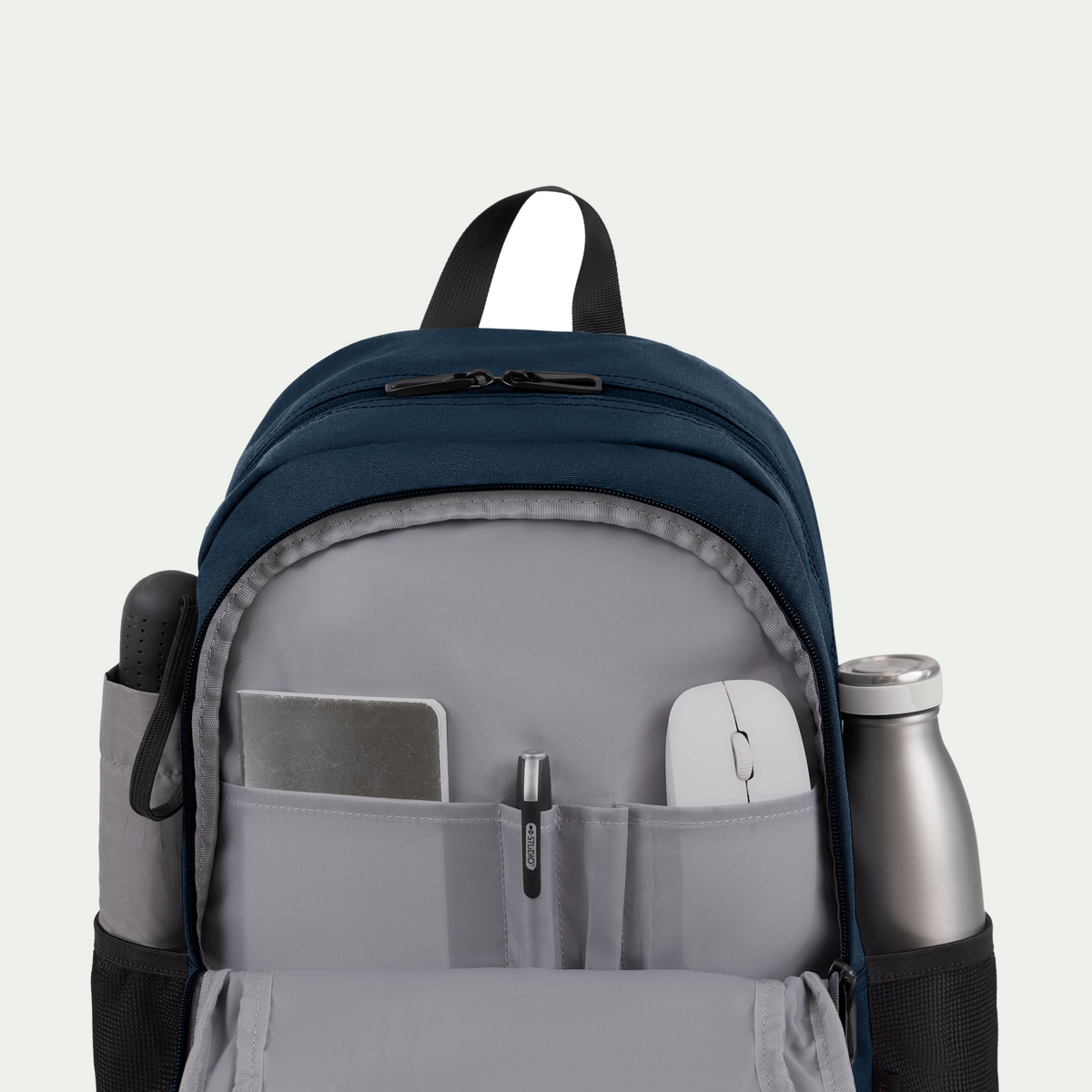Swiss Mobility Urban Pro Backpack Navy, open organizer compartment