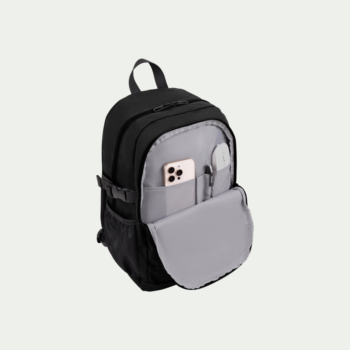 Swiss Mobility Urban Pro Backpack Black, open organizer compartment