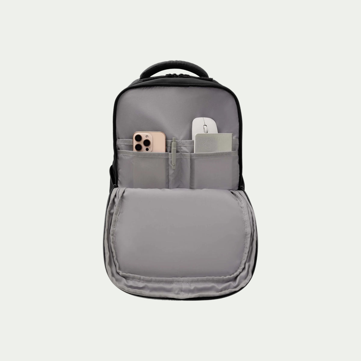 Swiss Mobility Active City Backpack Black, open front organizer compartment