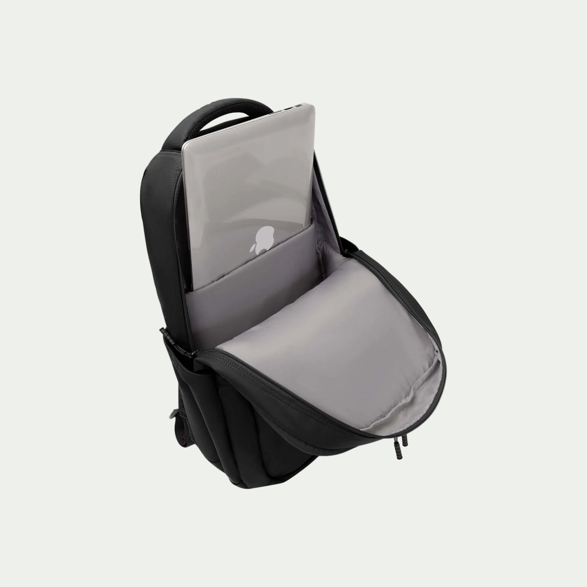 Swiss Mobility Active City Backpack Black, open main compartment with laptop