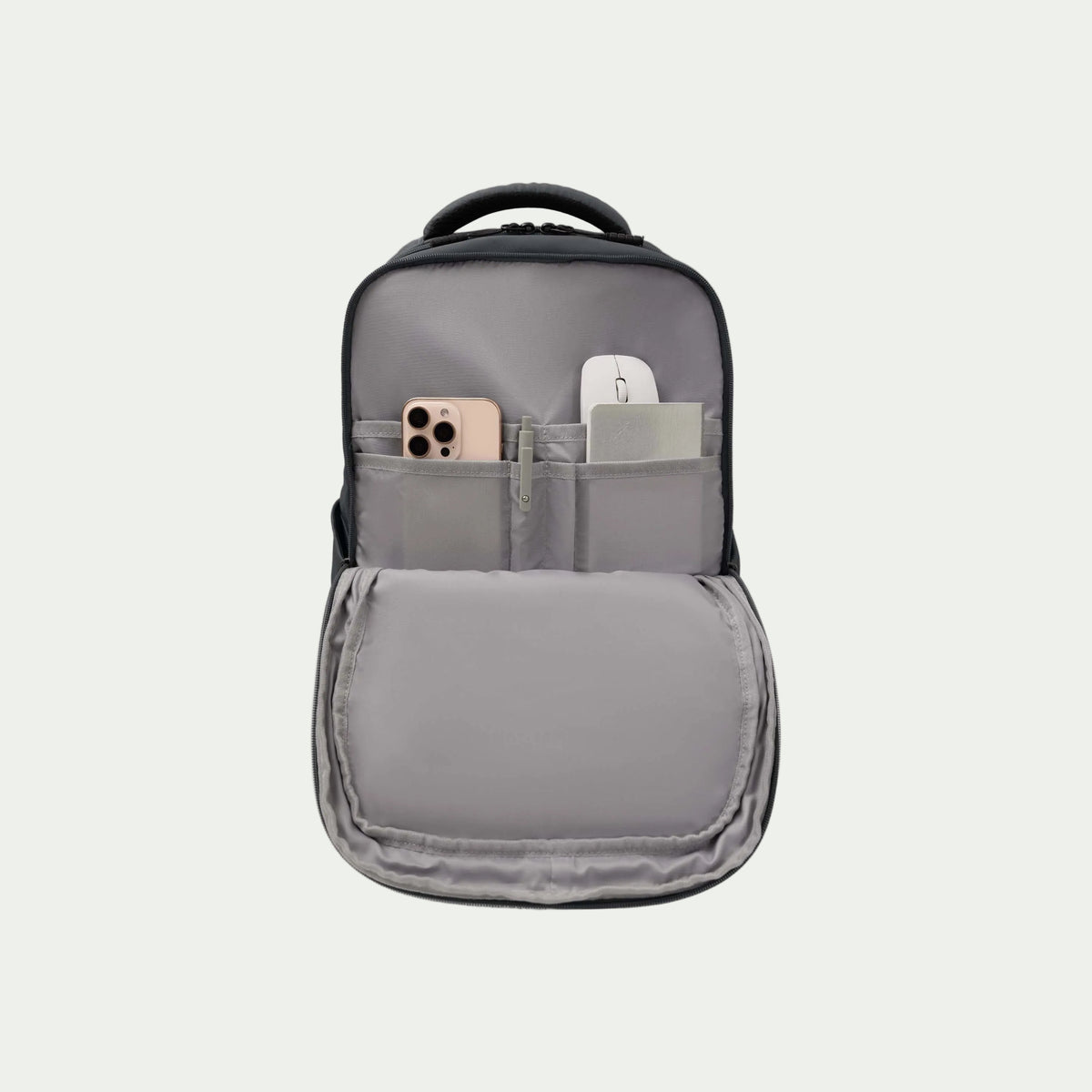 Swiss Mobility Active City Backpack Grey, open front organizer compartment