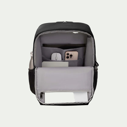 Swiss Mobility Urban Pro Backpack Black, open organizer compartment