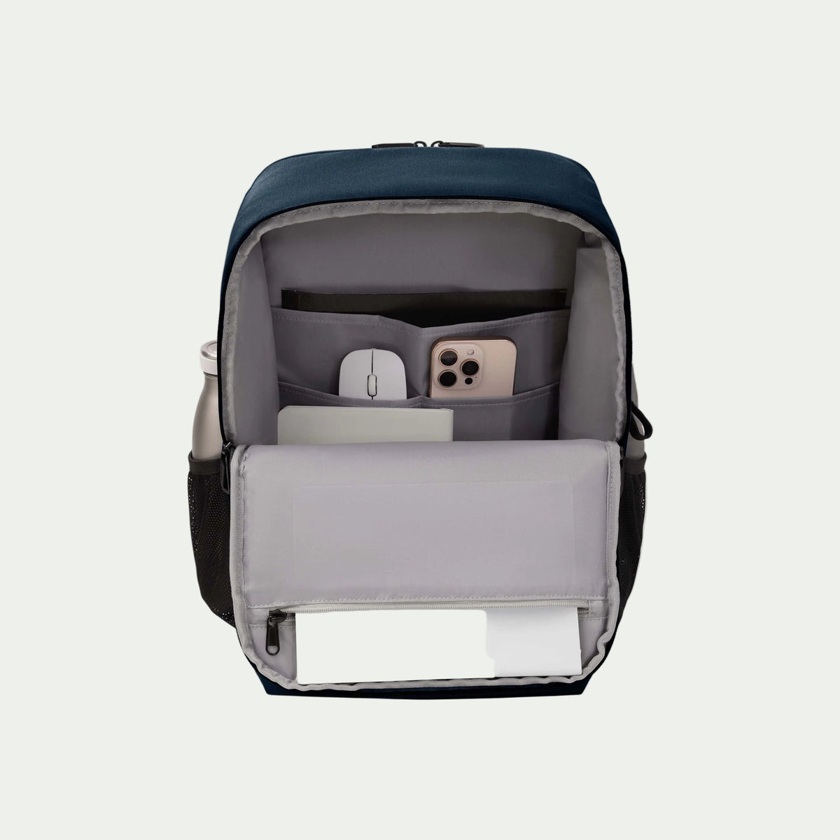 Swiss Mobility Urban Pro Backpack Navy, open organizer compartment