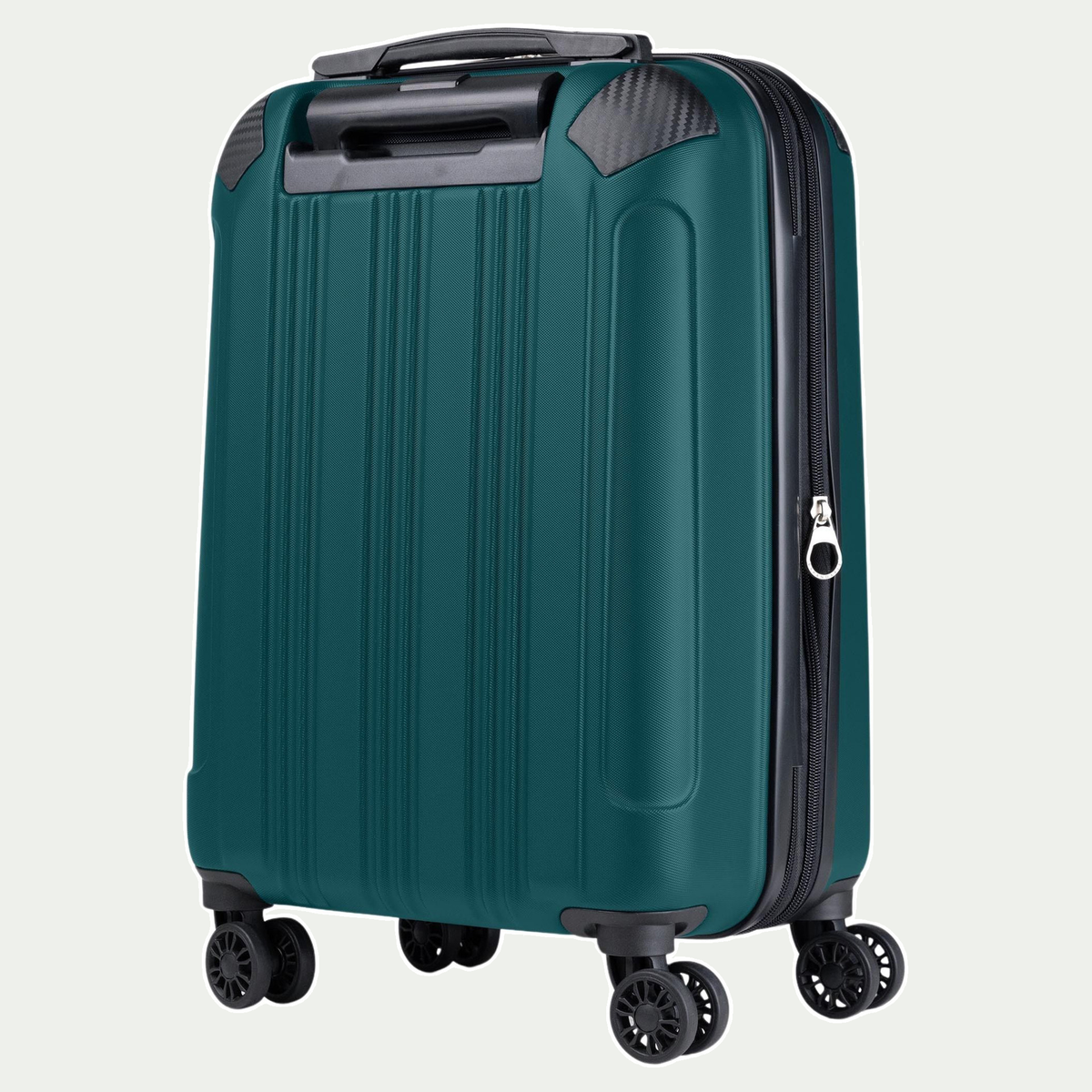Swiss Mobility PVG three-piece luggage set in dark teal, angled view of one set component