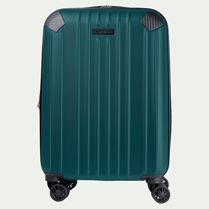 Swiss Mobility PVG three-piece luggage set in dark teal, front view of one set component