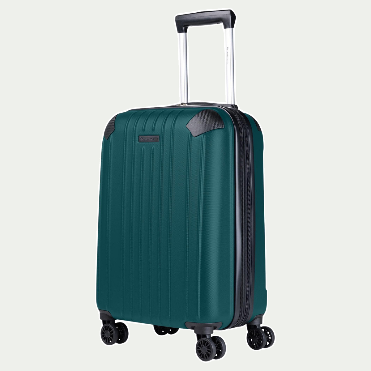 Swiss Mobility PVG 20-inch suitcase in dark teal, three-quarter view