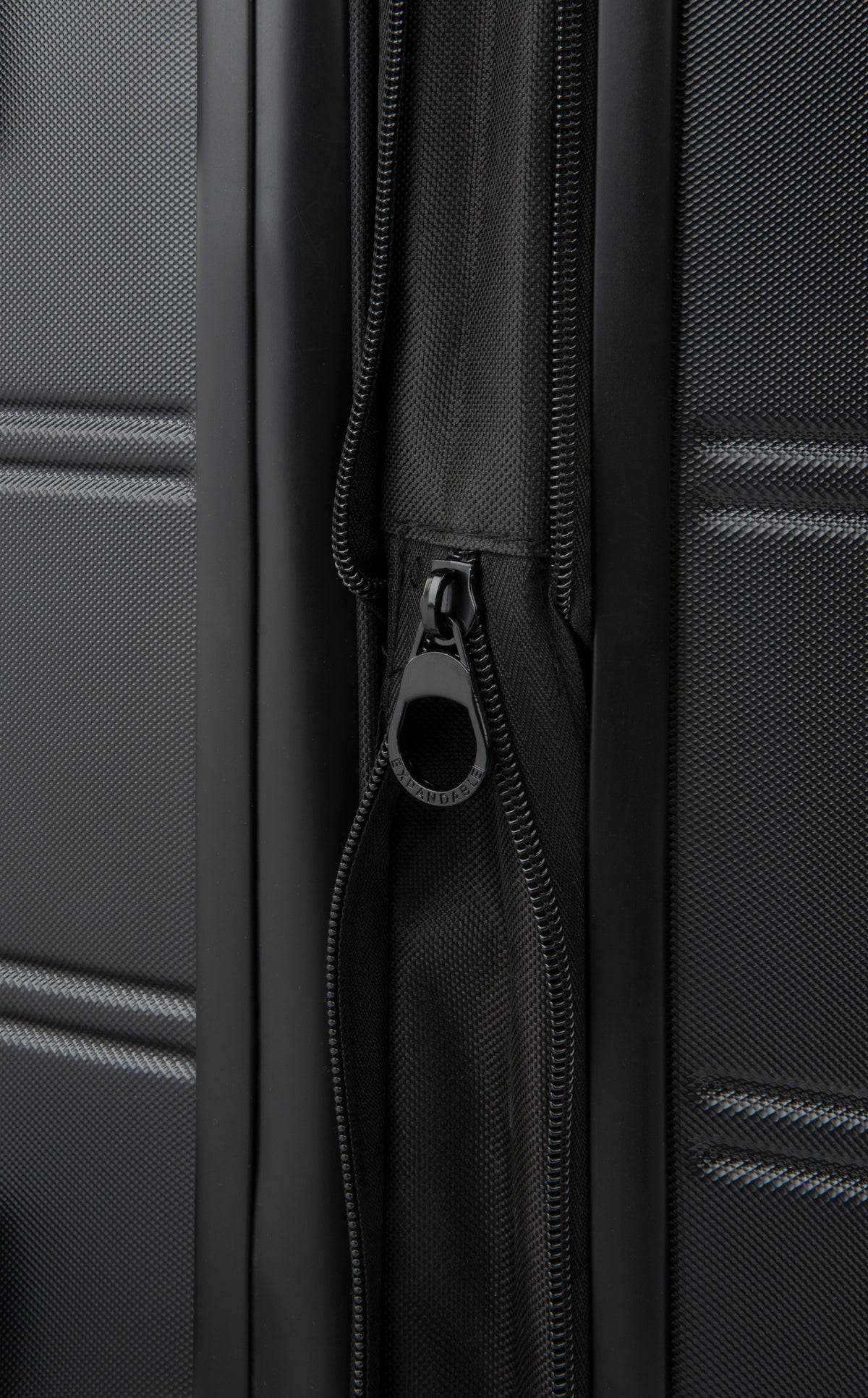Swiss Mobility LAX 3-Piece Luggage Set Black, expansion zipper close-up