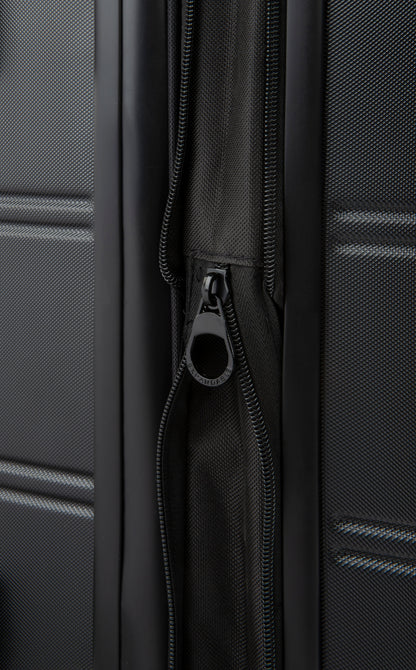 Swiss Mobility LAX 3-Piece Luggage Set Black, expansion zipper close-up