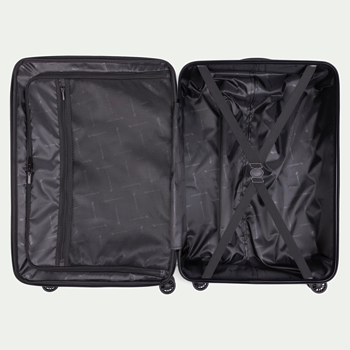 Swiss Mobility LAX 24-inch suitcase in light blue, open interior