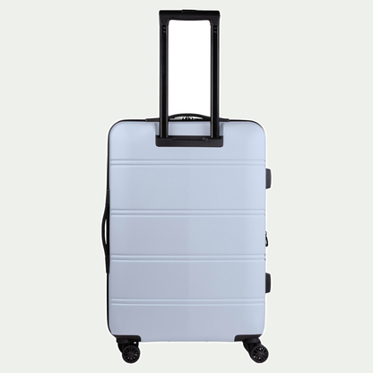 Swiss Mobility LAX 24-inch suitcase in light blue, rear view