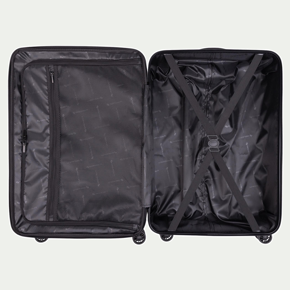 Swiss Mobility LAX 24-inch suitcase in yellow, open interior