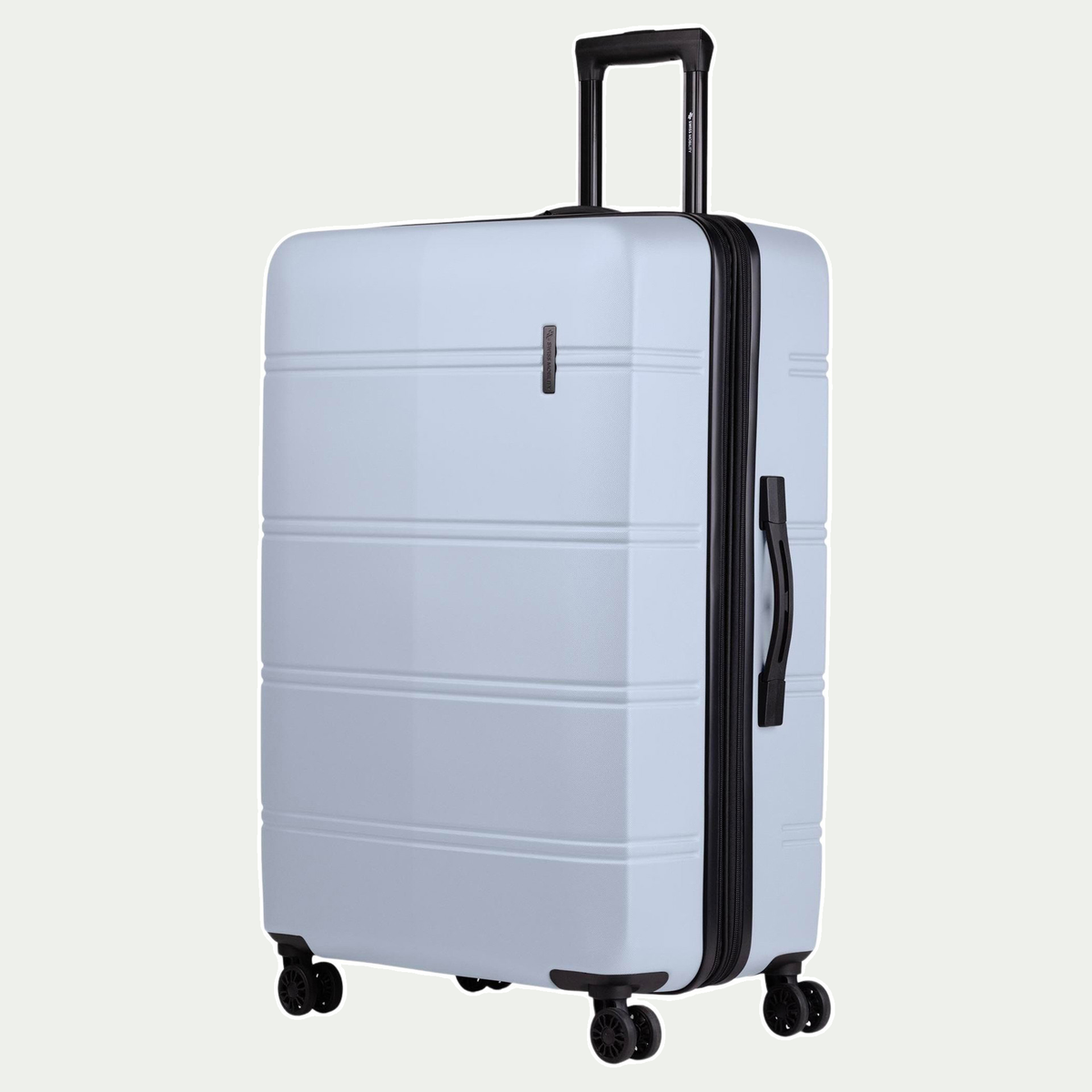 Valise Swiss Mobility LAX de 28 po, couleur bleu clair, vue de trois quarts