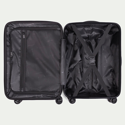 Valise Swiss Mobility LAX de 28 po, couleur bleu clair, intérieur ouvert