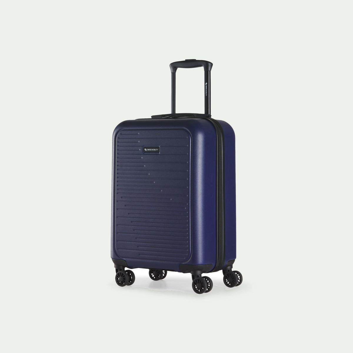 Swiss Mobility CPH navy HLG5620SM carry-on suitcase from HLG5602SM two-piece set, three-quarter view