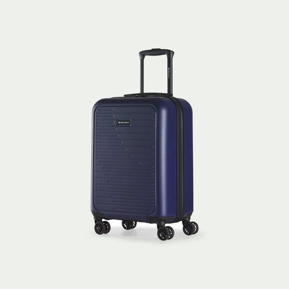 Swiss Mobility CPH navy HLG5620SM carry-on suitcase from HLG5602SM two-piece set, three-quarter view