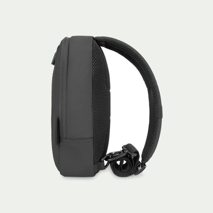 Swiss Mobility Active City Sling Bag Grey, side view showing adjustable shoulder strap